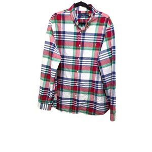 Ralph Lauren Polo Mens Classic Fit Plaid Button-Down Shirt XXL Red/Green/Blue